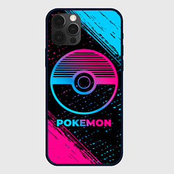 Чехол для iPhone 12 Pro Pokemon - neon gradient, цвет: 3D-черный