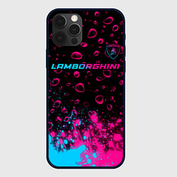 Чехол iPhone 12 Pro Lamborghini - neon gradient: символ сверху
