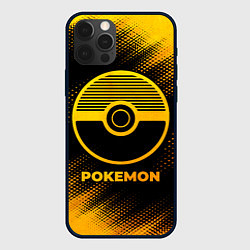 Чехол для iPhone 12 Pro Pokemon - gold gradient, цвет: 3D-черный