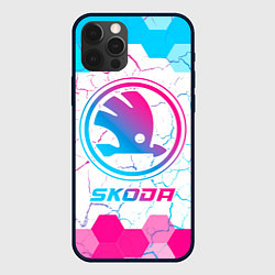 Чехол iPhone 12 Pro Skoda neon gradient style