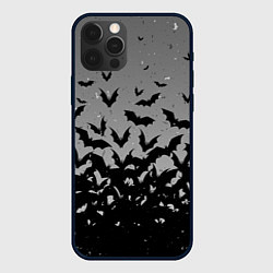 Чехол iPhone 12 Pro Серый фон и летучие мыши