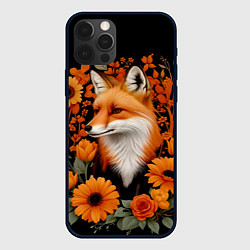 Чехол для iPhone 12 Pro Элегантная лиса и цветы, цвет: 3D-черный