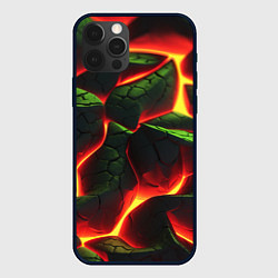 Чехол для iPhone 12 Pro Зеленые плиты и лава, цвет: 3D-черный