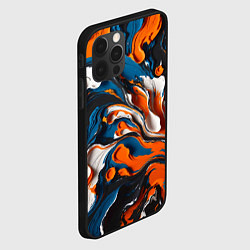 Чехол для iPhone 12 Pro Акриловые краски - оранжевые, цвет: 3D-черный — фото 2