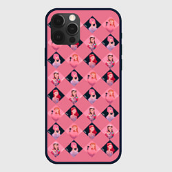 Чехол iPhone 12 Pro Розовая клеточка black pink