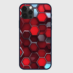Чехол для iPhone 12 Pro Cyber hexagon red, цвет: 3D-черный