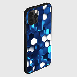 Чехол для iPhone 12 Pro Cyber hexagon Blue, цвет: 3D-черный — фото 2