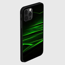 Чехол для iPhone 12 Pro Green lines abstract, цвет: 3D-черный — фото 2