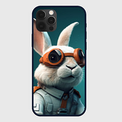 Чехол для iPhone 12 Pro Белый кролик-космонавт, цвет: 3D-черный