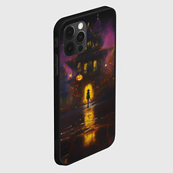 Чехол для iPhone 12 Pro Жуткий дом и ведьма с метлой, цвет: 3D-черный — фото 2