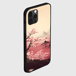 Чехол для iPhone 12 Pro Сакура в горах, цвет: 3D-черный — фото 2