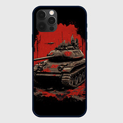 Чехол для iPhone 12 Pro Танк т54 красный фон, цвет: 3D-черный