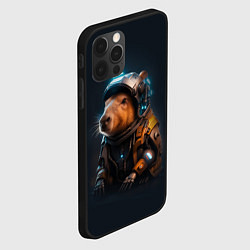 Чехол для iPhone 12 Pro Cool capybara - cyberpunk - neural network, цвет: 3D-черный — фото 2