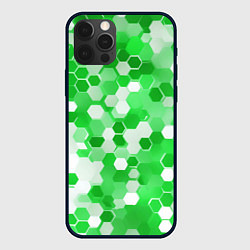 Чехол для iPhone 12 Pro Кибер Hexagon Зелёный, цвет: 3D-черный