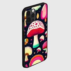 Чехол для iPhone 12 Pro Грибы рисованные узор, цвет: 3D-черный — фото 2