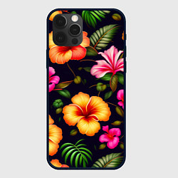 Чехол iPhone 12 Pro Гавайские цветы узор