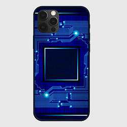 Чехол iPhone 12 Pro Технический синий паттерн