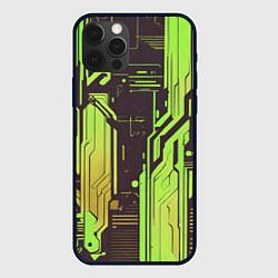 Чехол iPhone 12 Pro Кибер схемы кислотно-зелёные