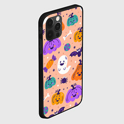 Чехол для iPhone 12 Pro Halloween - pumpkins and ghosts, цвет: 3D-черный — фото 2