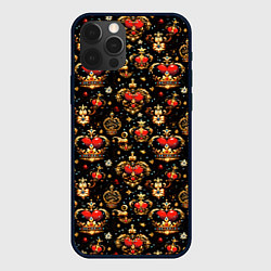 Чехол iPhone 12 Pro Сердечки в золотых коронах