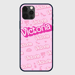 Чехол iPhone 12 Pro Виктория - паттерн Барби розовый