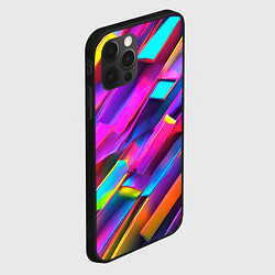 Чехол для iPhone 12 Pro Неоновые разноцветные пластины, цвет: 3D-черный — фото 2