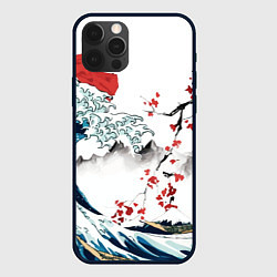 Чехол для iPhone 12 Pro Хокусай большая волна в Канагаве - пародия укиё, цвет: 3D-черный