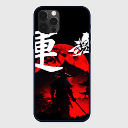Чехол iPhone 12 Pro Японский самурай и красная луна