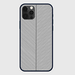 Чехол iPhone 12 Pro Диагональные полосы чёрные на белом