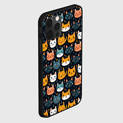 Чехол для iPhone 12 Pro Мордочки мультяшных котов узор, цвет: 3D-черный — фото 2
