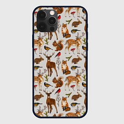 Чехол для iPhone 12 Pro Лесные животные, цвет: 3D-черный