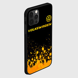 Чехол для iPhone 12 Pro Volkswagen - gold gradient: символ сверху, цвет: 3D-черный — фото 2