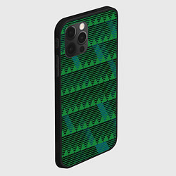 Чехол для iPhone 12 Pro Геометрические треугольники тёмно-зелёный, цвет: 3D-черный — фото 2