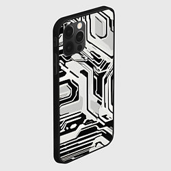 Чехол для iPhone 12 Pro Киберпанк белые полосы на чёрном фоне, цвет: 3D-черный — фото 2