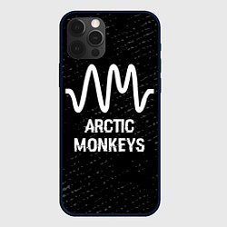 Чехол для iPhone 12 Pro Arctic Monkeys glitch на темном фоне, цвет: 3D-черный