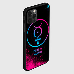 Чехол для iPhone 12 Pro Marilyn Manson - neon gradient, цвет: 3D-черный — фото 2