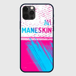 Чехол для iPhone 12 Pro Maneskin neon gradient style: символ сверху, цвет: 3D-черный