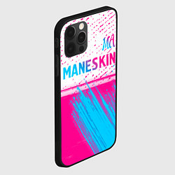 Чехол для iPhone 12 Pro Maneskin neon gradient style: символ сверху, цвет: 3D-черный — фото 2