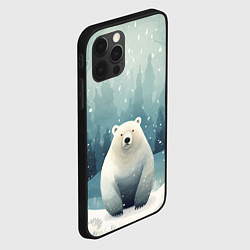 Чехол для iPhone 12 Pro Мишка в зимнем лесу в стиле фолк-арт, цвет: 3D-черный — фото 2