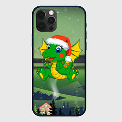 Чехол iPhone 12 Pro Зеленый дракончик 2024