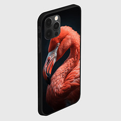 Чехол для iPhone 12 Pro Розовый фламинго на черном фоне, цвет: 3D-черный — фото 2