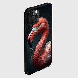 Чехол для iPhone 12 Pro Фламинго с каплями воды, цвет: 3D-черный — фото 2