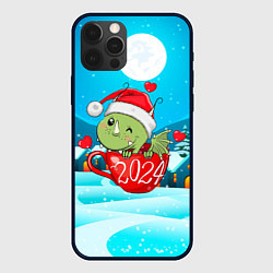 Чехол для iPhone 12 Pro Новогодний дракончик в кружке, цвет: 3D-черный