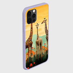 Чехол для iPhone 12 Pro Три жирафа в стиле фолк-арт, цвет: 3D-светло-сиреневый — фото 2