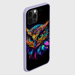 Чехол для iPhone 12 Pro Разноцветная цифровая сова - нейросеть, цвет: 3D-светло-сиреневый — фото 2