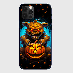 Чехол iPhone 12 Pro Halloween - страшный медведь с тыквой