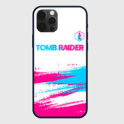 Чехол iPhone 12 Pro Tomb Raider neon gradient style посередине