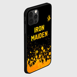 Чехол для iPhone 12 Pro Iron Maiden - gold gradient: символ сверху, цвет: 3D-черный — фото 2