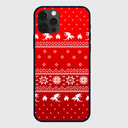 Чехол iPhone 12 Pro Свитер с драконами - паттерн