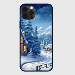 Чехол для iPhone 12 Pro Новогодний домик, цвет: 3D-черный